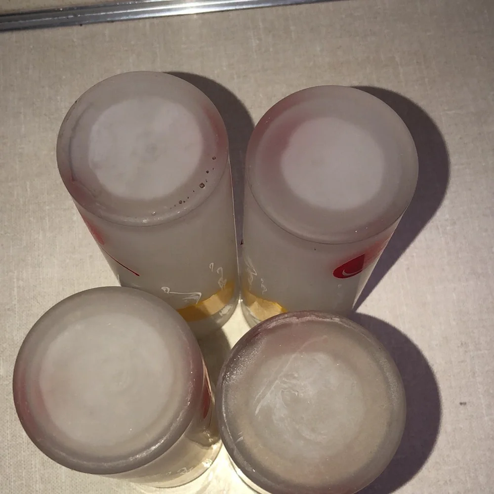 VINTAGE TOM COLLINS FROSTED SLIM TALL LEMON & CHERRY SET‎ OF 4 GLASSES